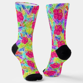 Chaussette Chaussettes Hawaïennes à fleurs roses