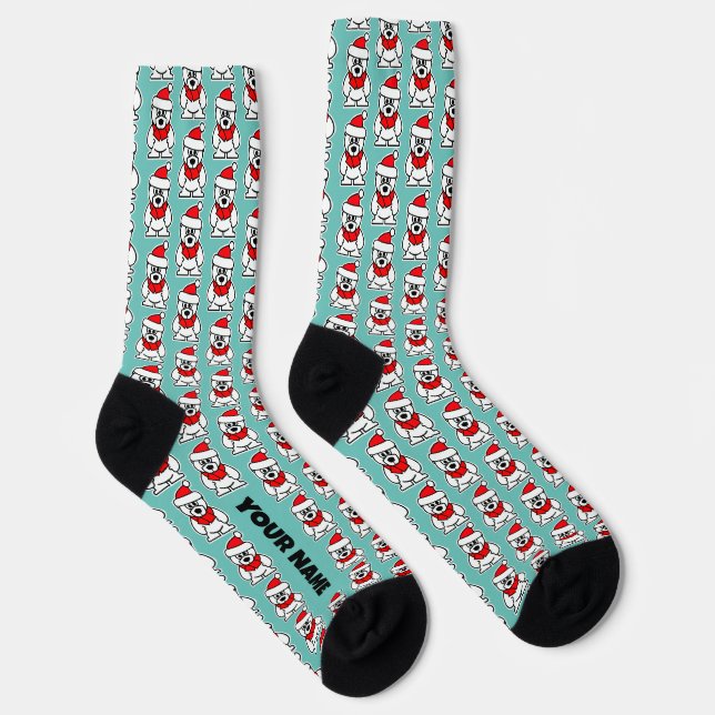 Chaussette Chaussettes homme amusantes avec motif d'ours pola (Droite)