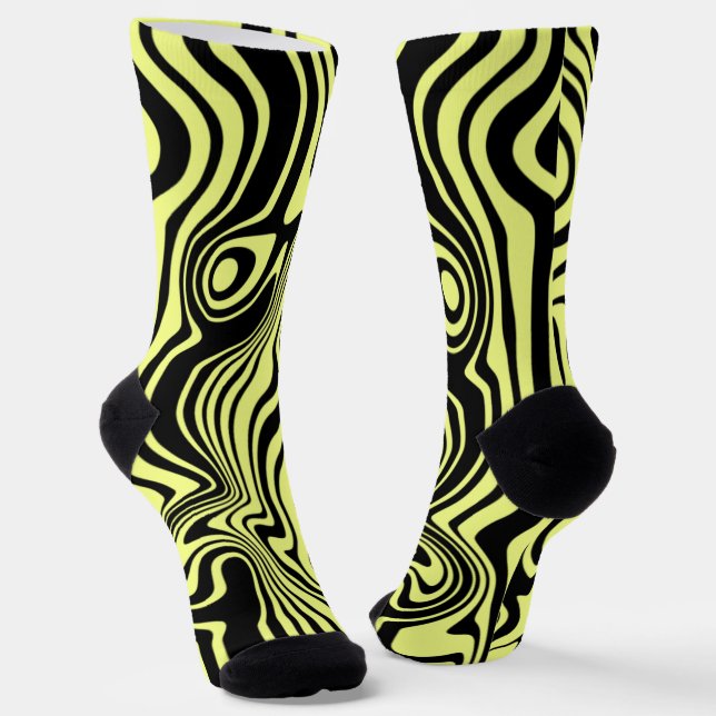 Chaussette Chaussettes Jaune Noir Gratté Couleur Personnalisé (Angulaire)