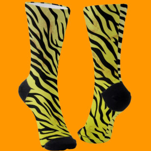 Chaussette Chaussettes jaunes à rayures de tigre - Animal aud