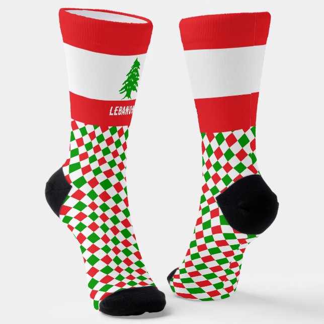 Chaussette Chaussettes libanaises, couleurs du drapeau libana (Angulaire)