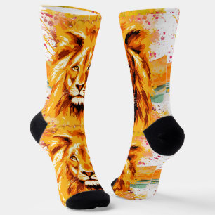 Chaussette Chaussettes Lion Safari   Chaussettes colorées à t