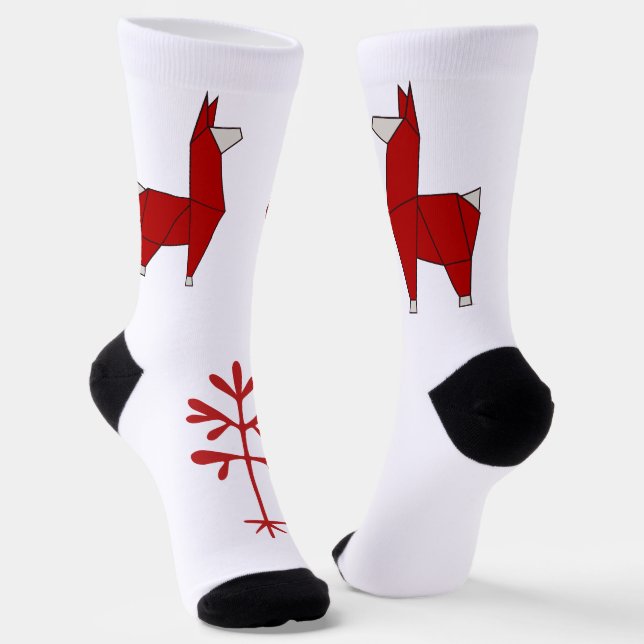 Chaussette Chaussettes Llama en rouge, prendre 2 (Angulaire)