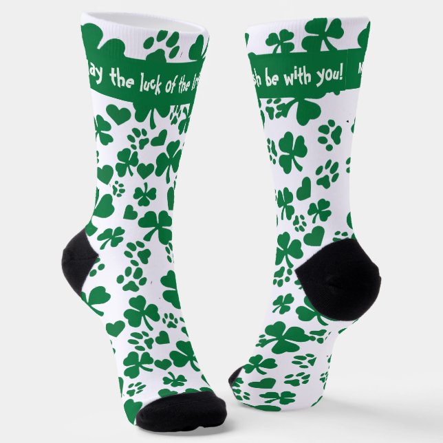 Chaussette Chaussettes Lucky Shamrock Paw Print – St Patrick (Angulaire)