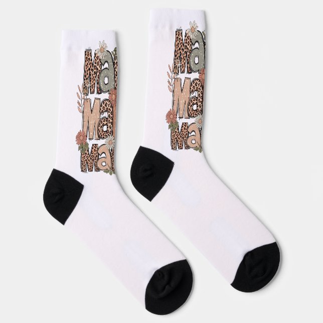 Chaussette Chaussettes "Mama" florales rétro - Cadeau mignon  (Droite)