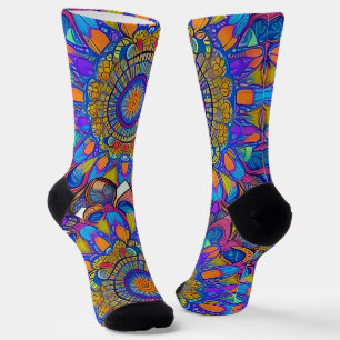 Chaussette Chaussettes Mandala pour bijoux bleu