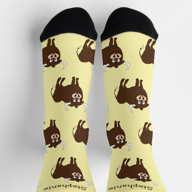 Chaussette Chaussettes Marron Design Taureau (Haut)