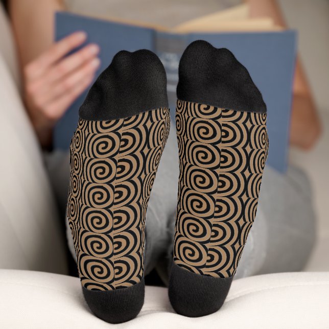 Chaussette Chaussettes marron tourbillons épais (Fond)