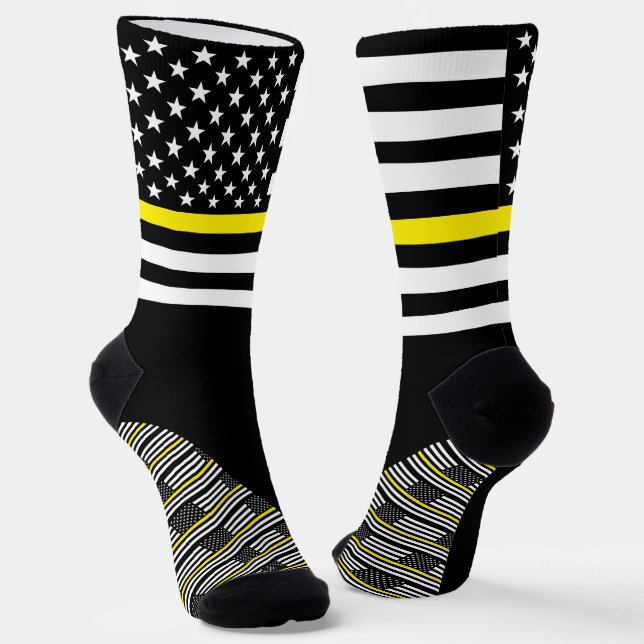 Chaussette Chaussettes mince jaune, drapeau américain, urgenc (Angulaire)