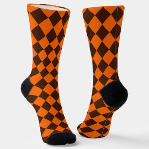 Chaussette Chaussettes montantes à motif diamant orange marro