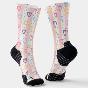 Chaussette Chaussettes montantes rayées rose et blanc avec co