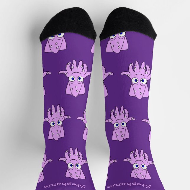 Chaussette Chaussettes motif calmar violet (Haut)