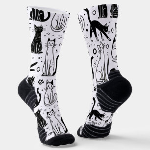 Chaussette Chaussettes Motif Chat Noir et Blanc - Élégant
