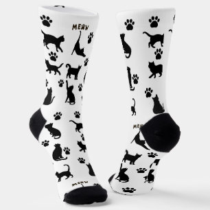 Chaussette Chaussettes motif chat smoking noir et blanc Cadea