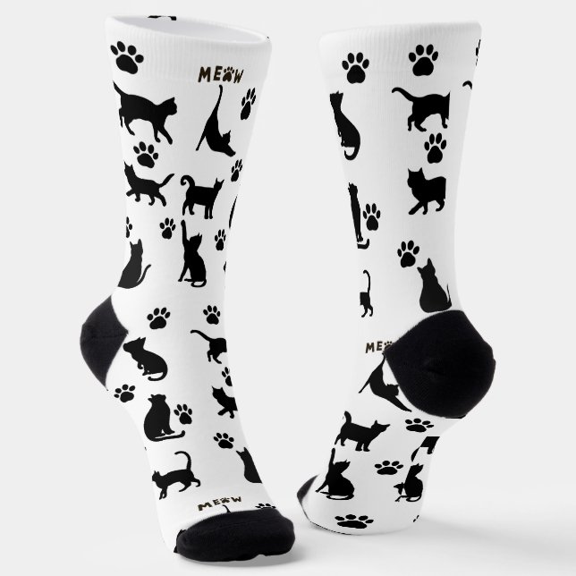 Chaussette Chaussettes motif chat smoking noir et blanc Cadea (Angulaire)