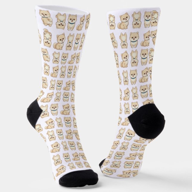 Chaussette Chaussettes motif chiot Pomeranian (Angulaire)