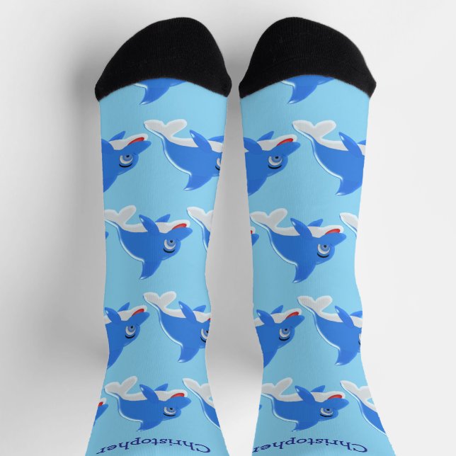 Chaussette Chaussettes motif dauphin bleu (Haut)
