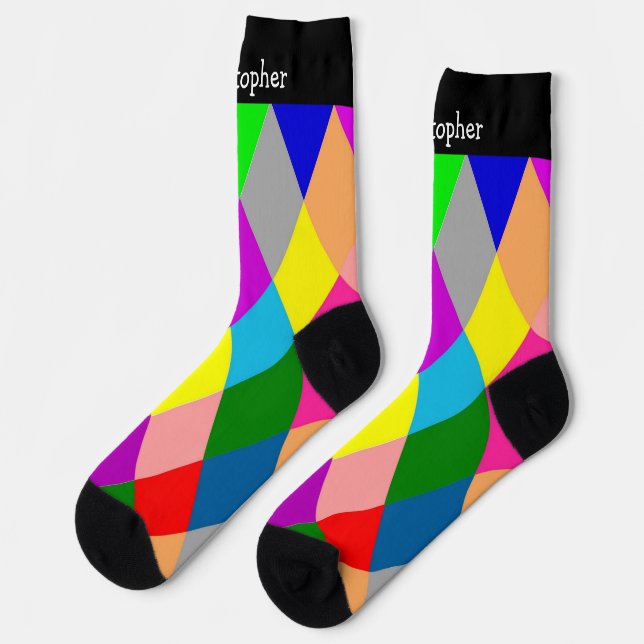 Chaussette Chaussettes motif diamants colorés (Gauche)