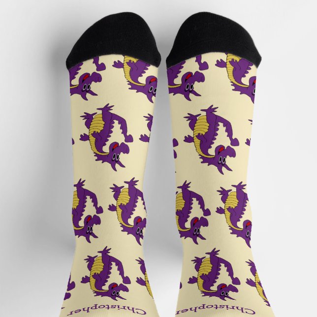 Chaussette Chaussettes motif dragon violet (Haut)