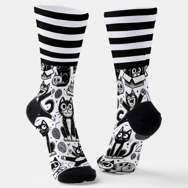 Chaussette Chaussettes Motif pour chats manquant et blanc ave (Angulaire)