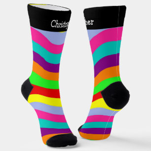 Chaussette Chaussettes motif rayures ondulées colorées