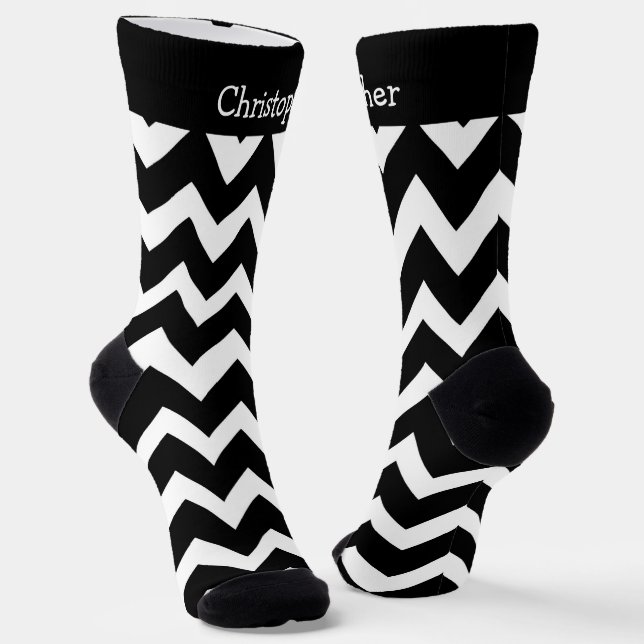 Chaussette Chaussettes motif zig zag noir et blanc (Angulaire)