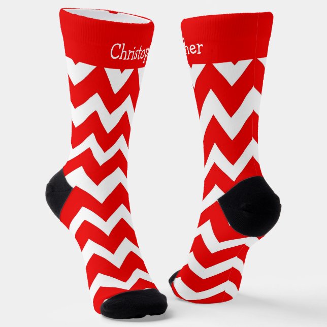 Chaussette Chaussettes motif zig zag rouge (Angulaire)