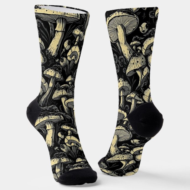 Chaussette Chaussettes Motifs de champignons d'une heure d'or (Angulaire)