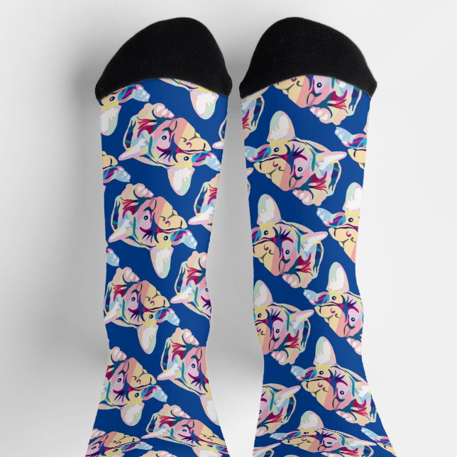 Chaussette Chaussettes motifs de grille linéaire Bulldog (Haut)