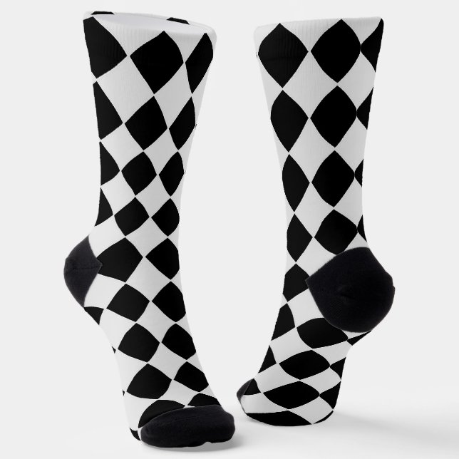 Chaussette Chaussettes motifs en diamant noir et blanc (Angulaire)