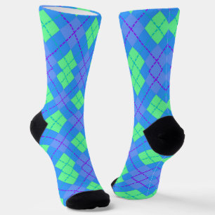 Chaussette Chaussettes motifs en Jacquard vert et bleu