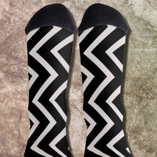 Chaussette chaussettes motifs en zigzag noir&blanc