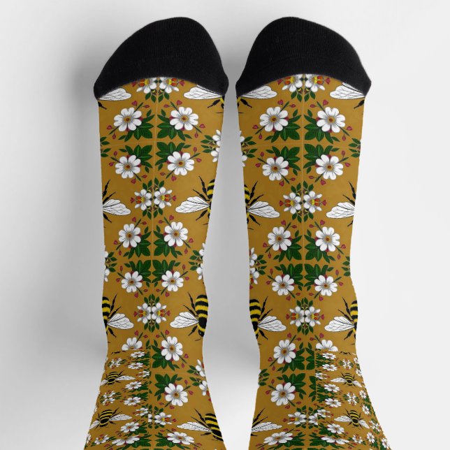 Chaussette Chaussettes Motifs Fleur Abeille (Haut)