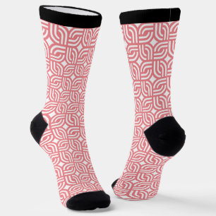 Chaussette Chaussettes Motifs géométriques rose et blanc