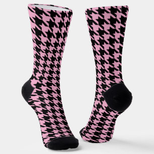 Chaussette Chaussettes motifs Houndstooth noir et rose