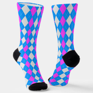 Chaussette Chaussettes Motifs Jacquards AQUA BLUE & MAGENTA P