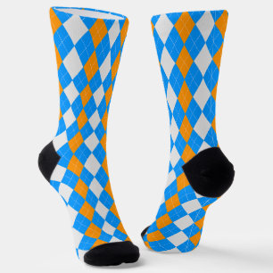 Chaussette Chaussettes Motifs Jacquards AQUA BLUE & TANGERINE