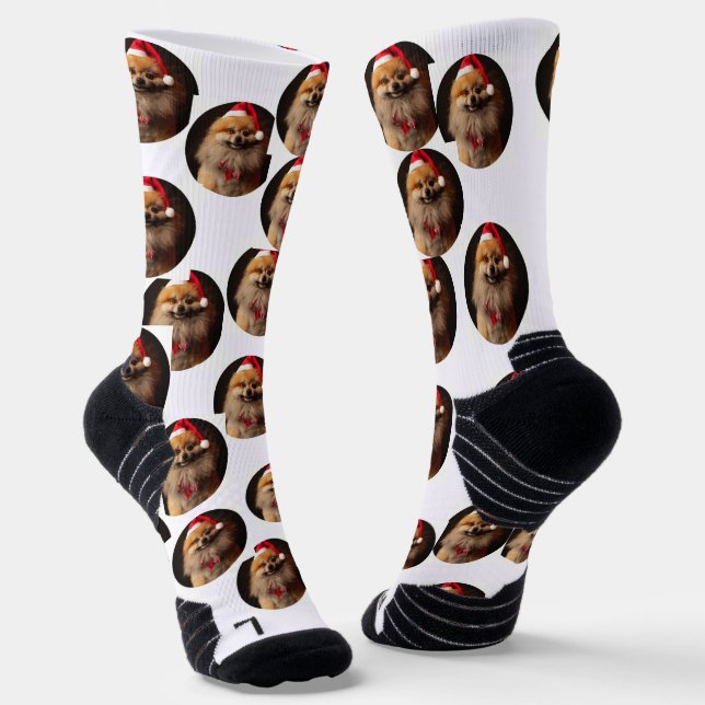 Chaussette Chaussettes motifs pour chien de Noël personnalisé (Angulaire)