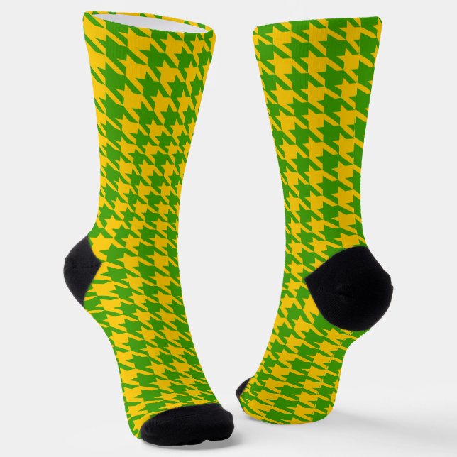 Chaussette Chaussettes motifs Vert Et Jaune Houndstooth (Angulaire)