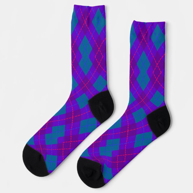 Chaussette Chaussettes motifs violet et bleu Jacquard (Gauche)
