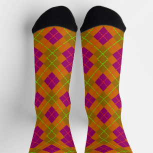 Chaussette Chaussettes motifs violet et vert Jacquard