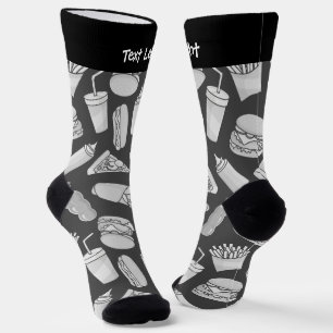 Chaussette Chaussettes Motifs White Fast Food Icons