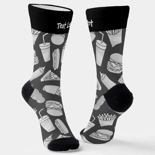 Chaussette Chaussettes Motifs White Fast Food Icons (Angulaire)