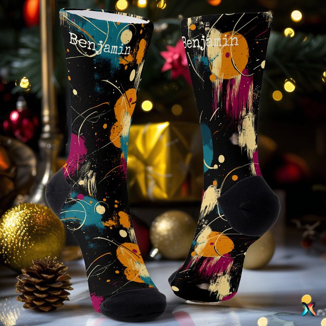 Chaussette Chaussettes noires Abstraites à éclaboussure cosmi (Créateur téléchargé)