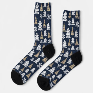 Chaussette Chaussettes noires en Arbre de Noël blanc mignon
