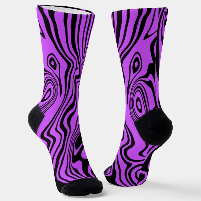 Chaussette Chaussettes noires et violettes à rayures ondulées (Angulaire)