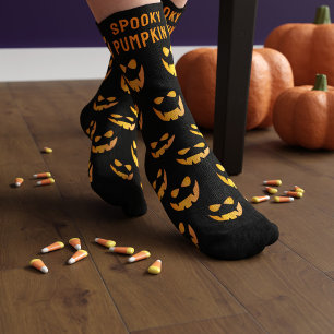 Chaussette Chaussettes noires Jack-o'-lantern Face Citrouille