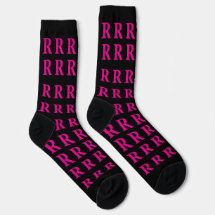 Chaussette Chaussettes noires rose personnalisées avec initia