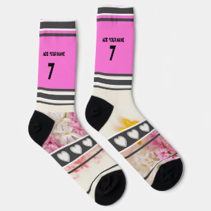 Chaussette Chaussettes numéro de nom de fleur rose