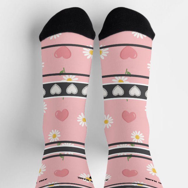 Chaussette Chaussettes numéro nom Fleur Rose (Haut)